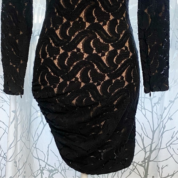 A.L.C ALC Scarlett crewneck long sleeve nude black lace mini dress - Picture 5 of 12